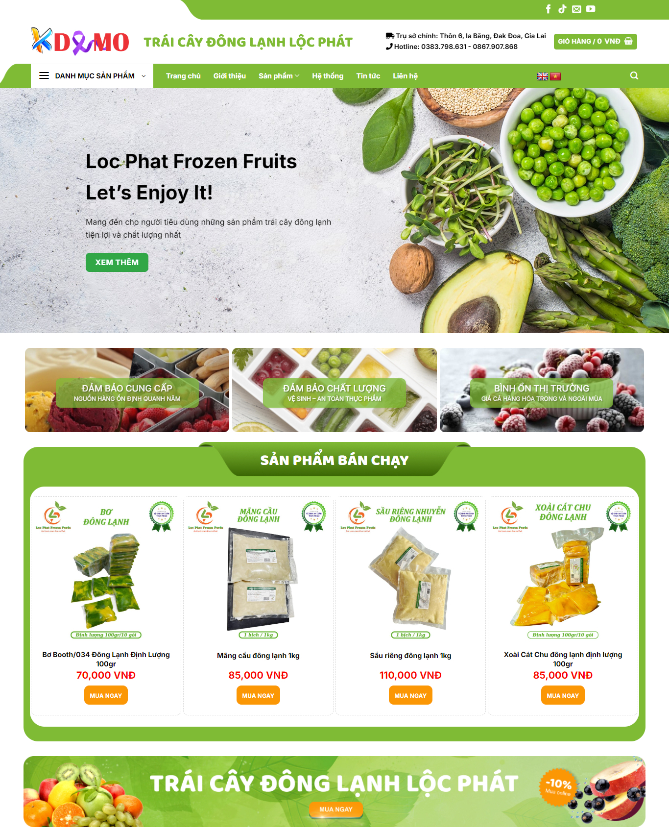 Theme WordPress Trái cây đông lạnh