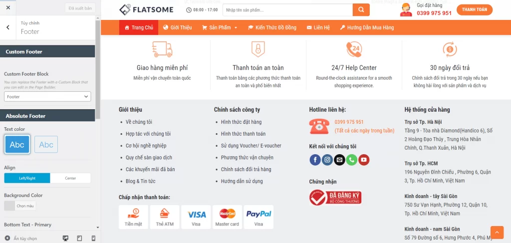 Hướng dẫn sử dụng Flatsome nâng cao chi tiết 2023 34 Đặt Footer chính cho trang web