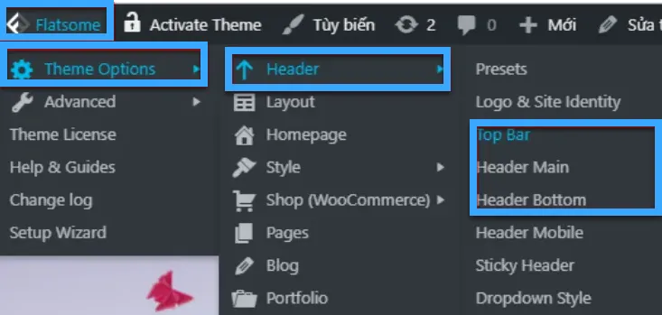 Hướng dẫn cách custom theme Flatsome WordPress chi tiết từ A-Z 36 Chỉnh sửa header